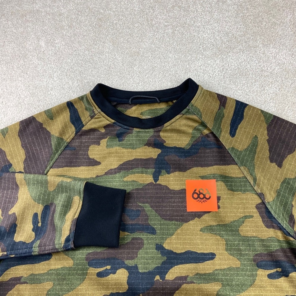 686 Knockout Bonded Pullover Sweatshirt Mens Medium Camo DWR Technical Fleece